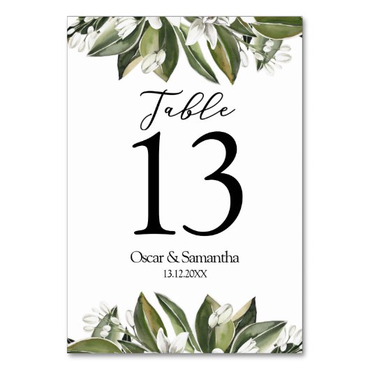 Trendy Waterverf groene bladeren & witte ventilato Kaart (Achterkant)