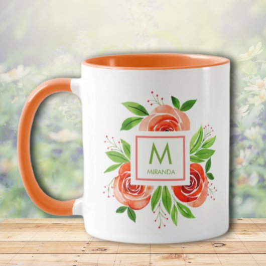 Trendy Waterverf Living Coral Rozen Monogram Mok