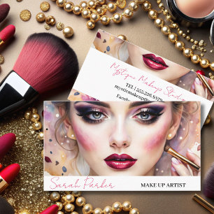 Trendy waterverf make-up artist schoonheidssalon visitekaartje