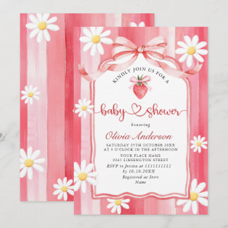 Trendy Waterverf Meadow Strawberry Baby shower Kaart