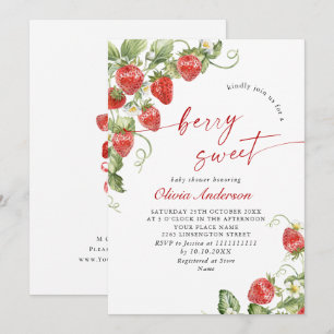 Trendy Waterverf Meadow Strawberry Baby shower Kaart