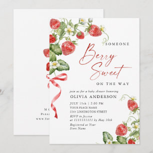 Trendy Waterverf Meadow Strawberry Baby shower Kaart