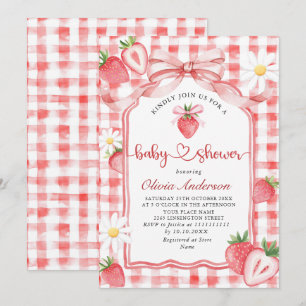 Trendy Waterverf Meadow Strawberry Baby shower Kaart