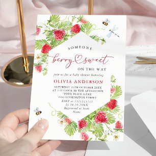 Trendy Waterverf Meadow Strawberry Baby shower Kaart