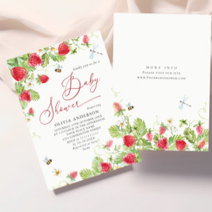 Trendy Waterverf Meadow Strawberry Baby shower Kaart