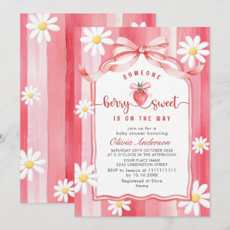Trendy Waterverf Meadow Strawberry Baby shower Kaart