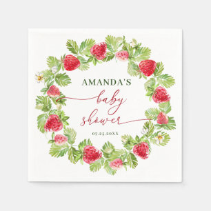 Trendy Waterverf Meadow Strawberry Baby shower Servet