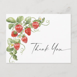 Trendy Waterverf Meadow Strawberry Bedankt Briefkaart