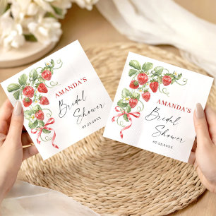 Trendy Waterverf Meadow Strawberry Vrijgezellenfee Servet
