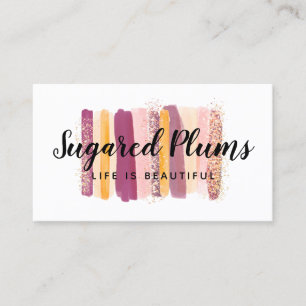 Trendy Waterverf Paint Strokes Plum Paars & Gold Visitekaartje