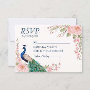 Trendy Waterverf Peacock Flowers RSVP Kaartje
