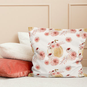 Trendy Waterverf Pumpkin & Flowers NajaarsHerfst Buitenkussen