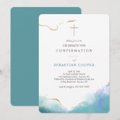 Trendy Waterverf Religieuze Uitnodiging (Voorkant / Achterkant)