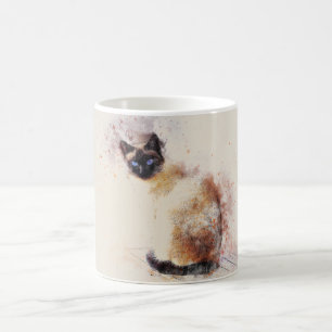Trendy Waterverf Siamese Cat Koffiemok