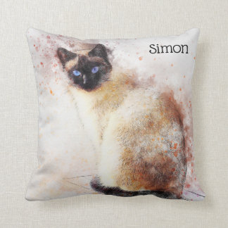 Trendy Waterverf Siamese Cat Personalized Kussen