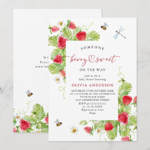 Trendy Waterverf Weide Aardbeien Baby Shower Kaart