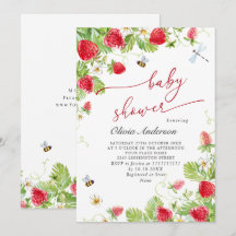 Trendy Waterverf Weide Aardbeien Baby Shower