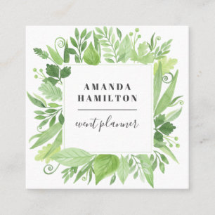 Trendy Waterverf wild beadow greenery foliage Vierkante Visitekaartje