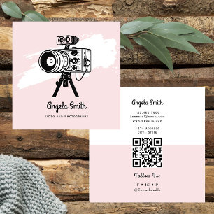 Trendy website voor video en fotografie Roze  Vierkante Visitekaartje