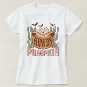 Trendy Western Funny Howdy Pumpkin Halloween T-shirt