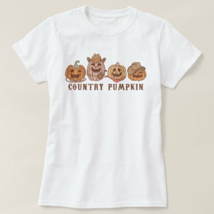 Trendy Western Land Koe Pompoen Halloween T-shirt