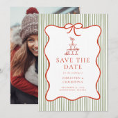 Trendy Whimsical Hand Drawn Bow Photo  Save The Date (Voorkant / Achterkant)