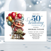 Trendy Whimsical Man 50th Birthday Funny Humor Kaart