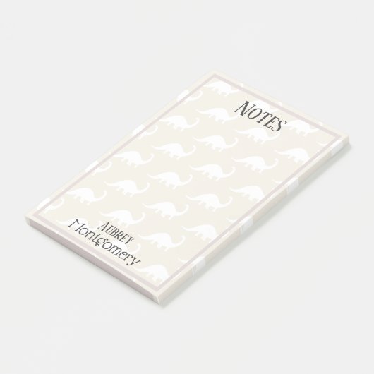 Trendy White Brontosaurus Dinosaurs Personalized Post-it® Notes (Schuin)