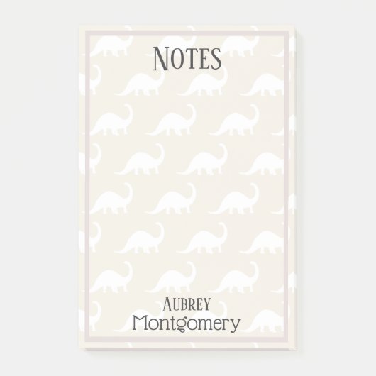Trendy White Brontosaurus Dinosaurs Personalized Post-it® Notes (Voorkant)