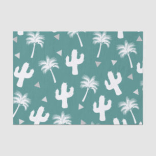Trendy White Cactus, Palm Trees & Triangles Tissuepapier