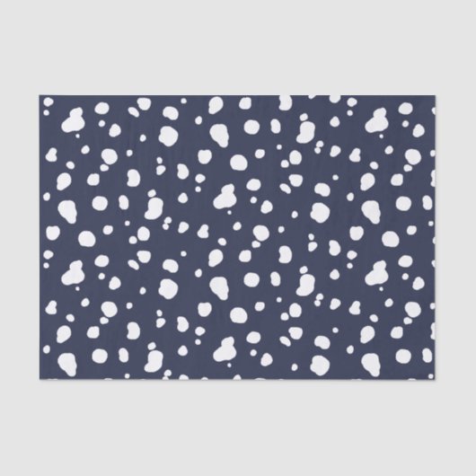 Trendy White Dalmatian Spots & Navy Tissuepapier (Voorkant)