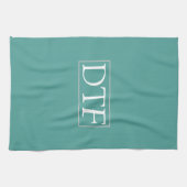 Trendy White DIY Monogram/Naam LtGrey Border, Blau Theedoek (Horizontaal)
