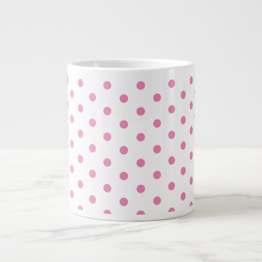 Trendy White en Pink Polka Dots Pattern Retro Extra Grote Beker (Voorkant)