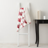 Trendy White en Red Damask Monogram Sherpa Deken (In situ)