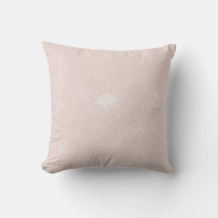 Trendy White Flowers schetst het 'Blush Pink'-ontw Kussen
