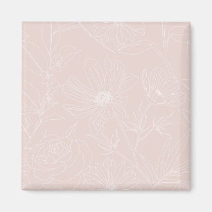Trendy White Flowers schetst het 'Blush Pink'-ontw Magneet