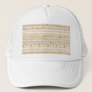 Trendy White & Gold Tribal African Pattern Trucker Pet