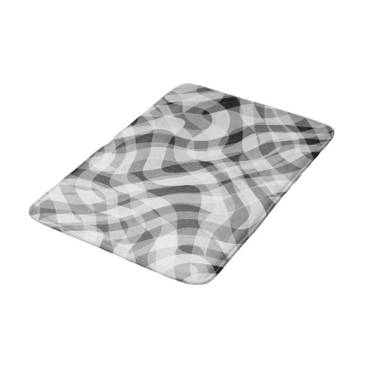 Trendy White Grey Black Retro Wavy Stripes Pattern Badmat (Gekanteld)