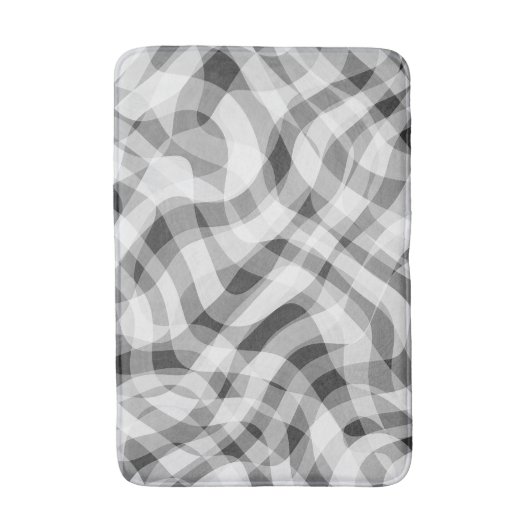 Trendy White Grey Black Retro Wavy Stripes Pattern Badmat (Voorkant Verticaal)