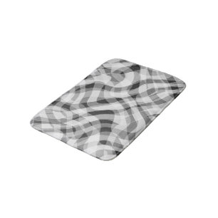 Trendy White Grey Black Retro Wavy Stripes Pattern Badmat