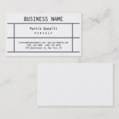 Trendy White Grey Lines Manager Visitekaartje (Voorkant / Achterkant)