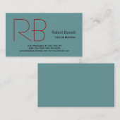 Trendy White Grey Red Monogram Visitekaartje (Voorkant / Achterkant)