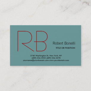 Trendy White Grey Red Monogram Visitekaartje