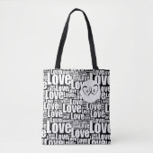 Trendy White Love Typography & Entwined Hearts Draagtas (Voorkant)
