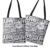 Trendy White Love Typography & Entwined Hearts Draagtas