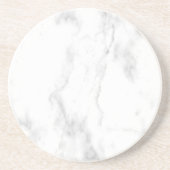Trendy White Marble Elegant Design Sjabloon Round Zandsteen Onderzetter (Voorkant)