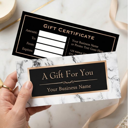 Trendy White Marble Let Gift Certificate Kaart