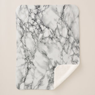 Trendy White Marble Stone Sherpa Deken