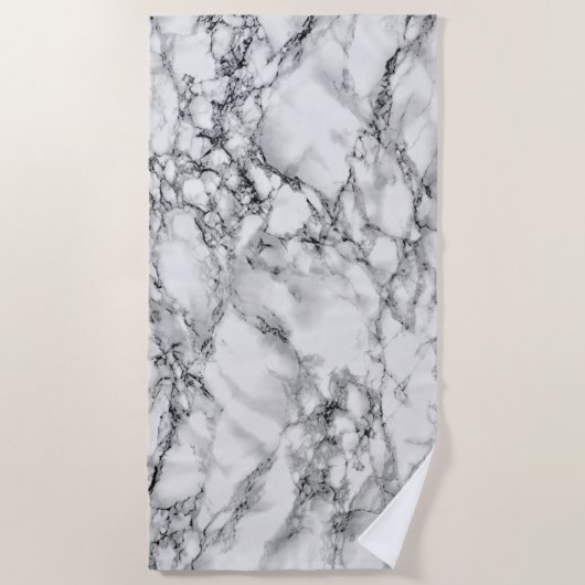 Trendy White Marble Stone Strandlaken (Voorkant)