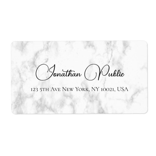Trendy White Marble Typography Elegant Shipping Etiket (Voorkant)
